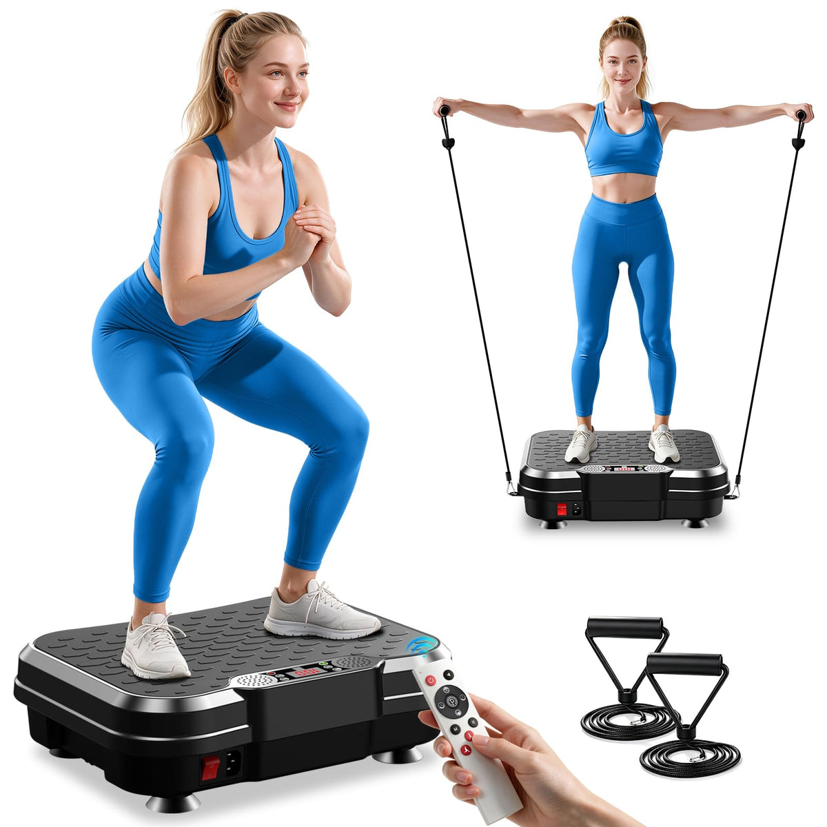 Vibration Plate Exercise Machine with Resistance Bands M483752