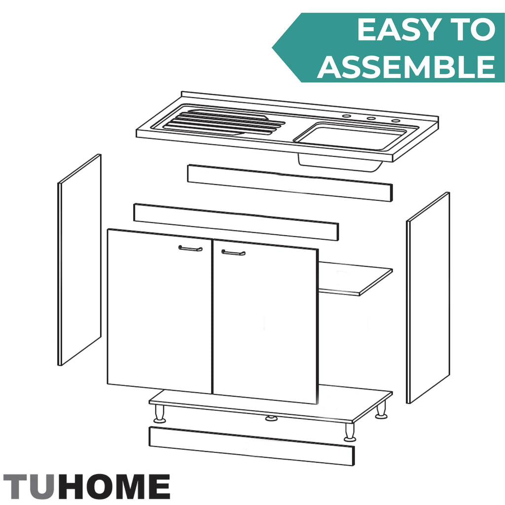 White 39 in Kitchen Sink Cabinet with Stainless Steel Top D699