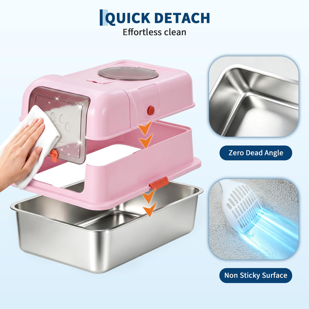 Fully Enclosed Stainless Steel Cat Litter Box with Lid P680513
