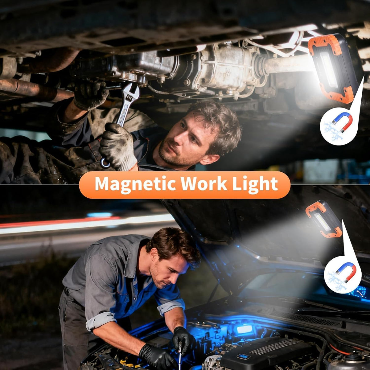 8 Pack Rechargeable LED Work Light 500LM Magnetic Base J639