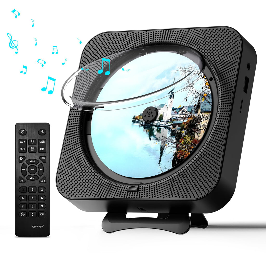 Portable CD Player with Bluetooth, Dual Speakers, LED Display, FM Radio, Black J721124