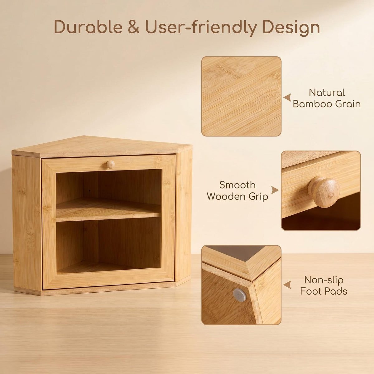 Bamboo 2 Tier Corner Bread Box F529