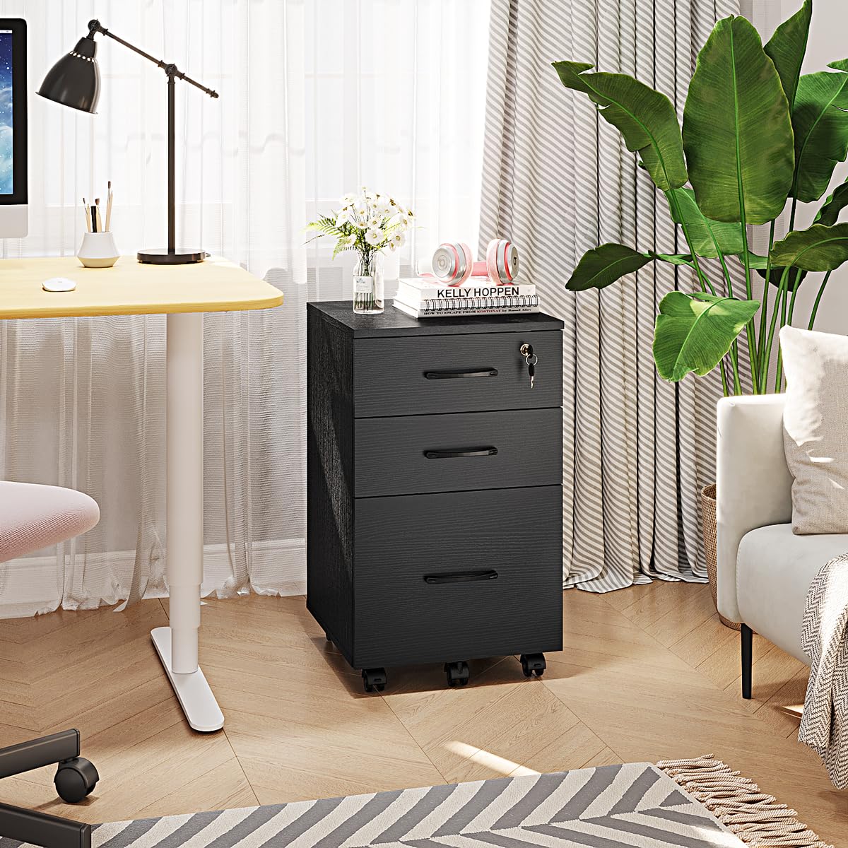 3 Drawer Wood Mobile File Cabinet G123