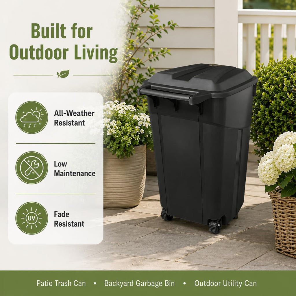 32 Gallon Wheeled Heavy-Duty Outdoor Trash Can H9249