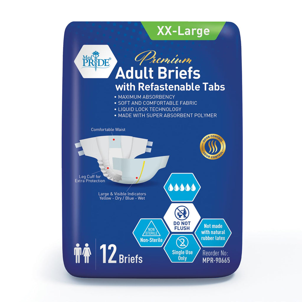 Adult Incontinence Briefs with Tabs, XX-Large, Bag of 12 I905613