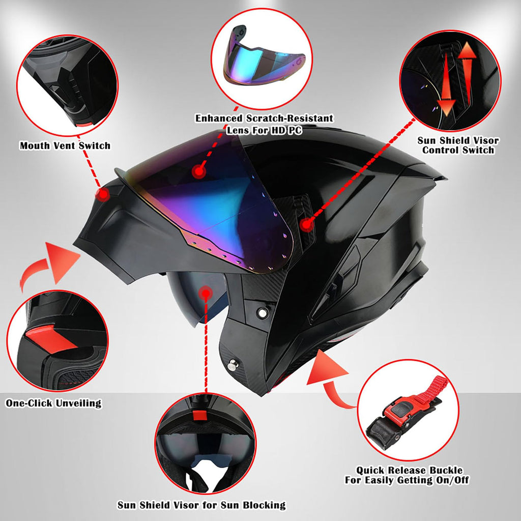 Modular Flip up Dual Visor Full Face Motorcycle Helmet A130584