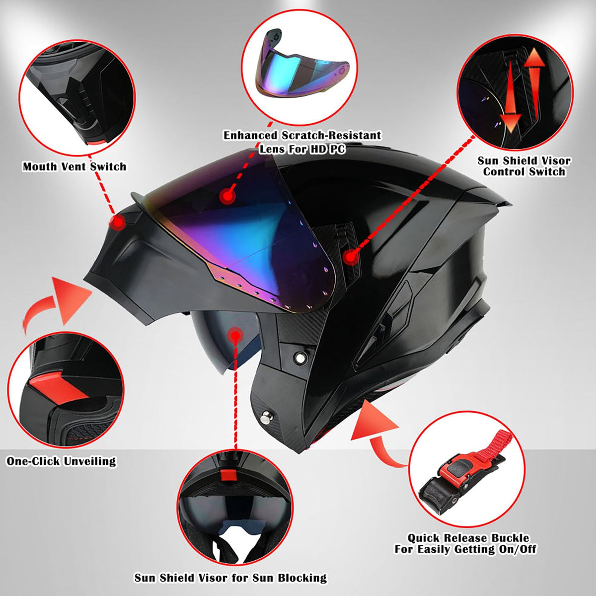 Modular Flip up Dual Visor Full Face Motorcycle Helmet A130584
