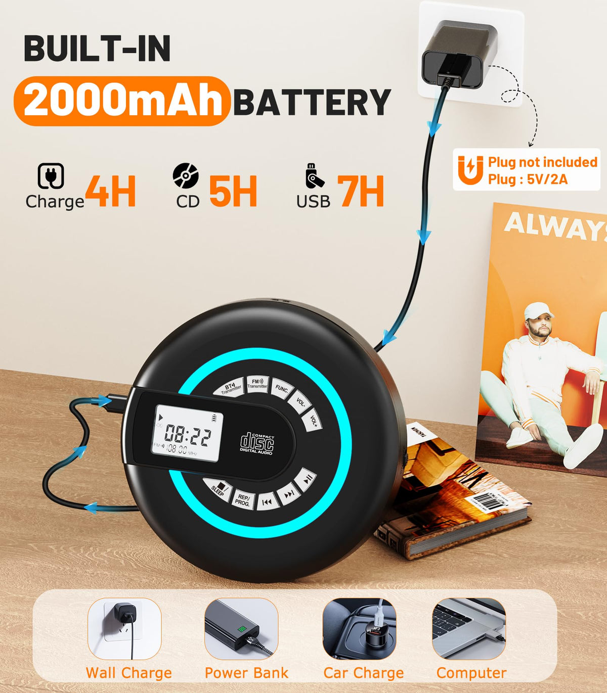 Portable CD Player with Speaker Bluetooth P900