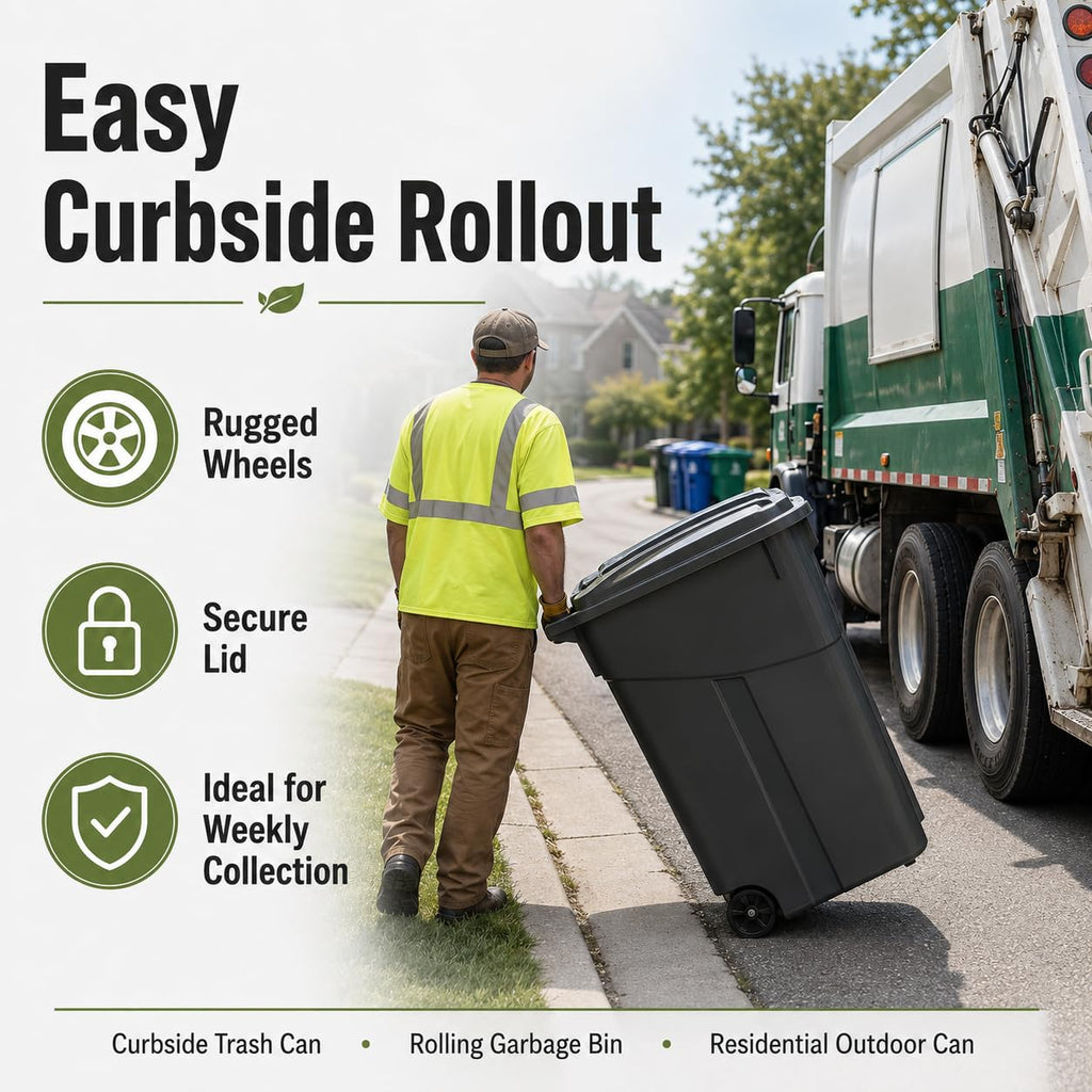 32 Gallon Wheeled Heavy-Duty Outdoor Trash Can H9249