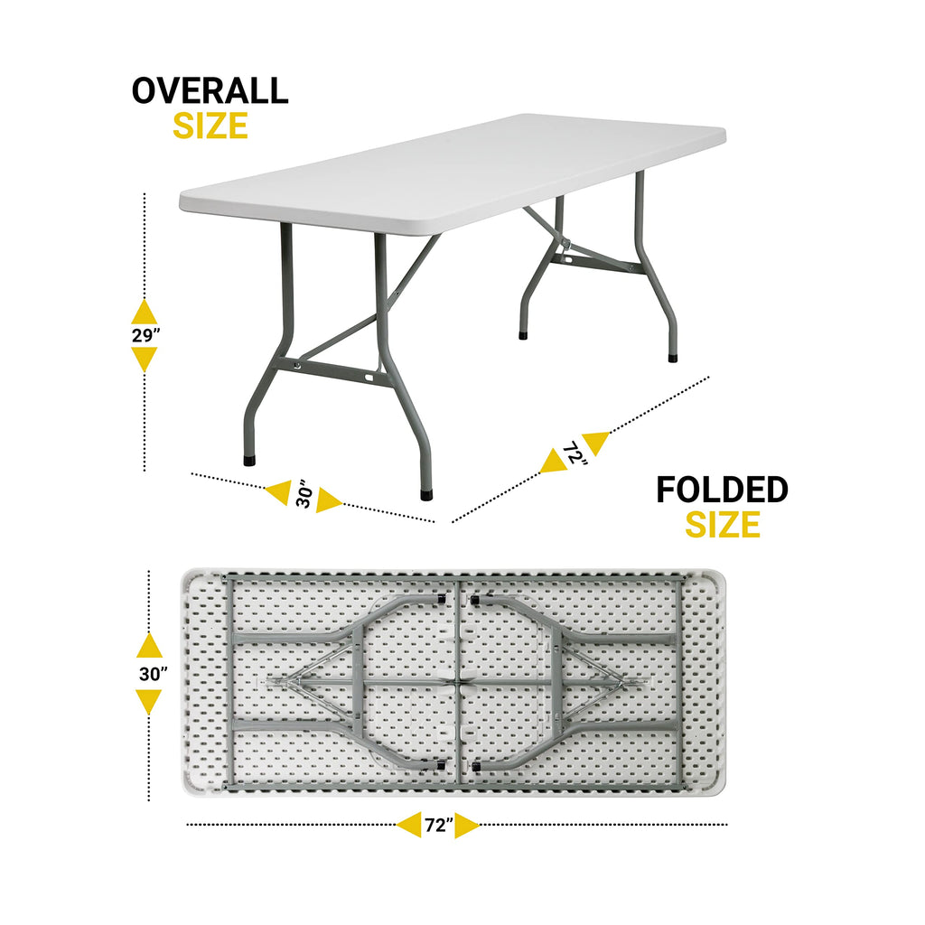 6-Foot Heavy Duty Plastic Folding Table with Carrying Handles M342884