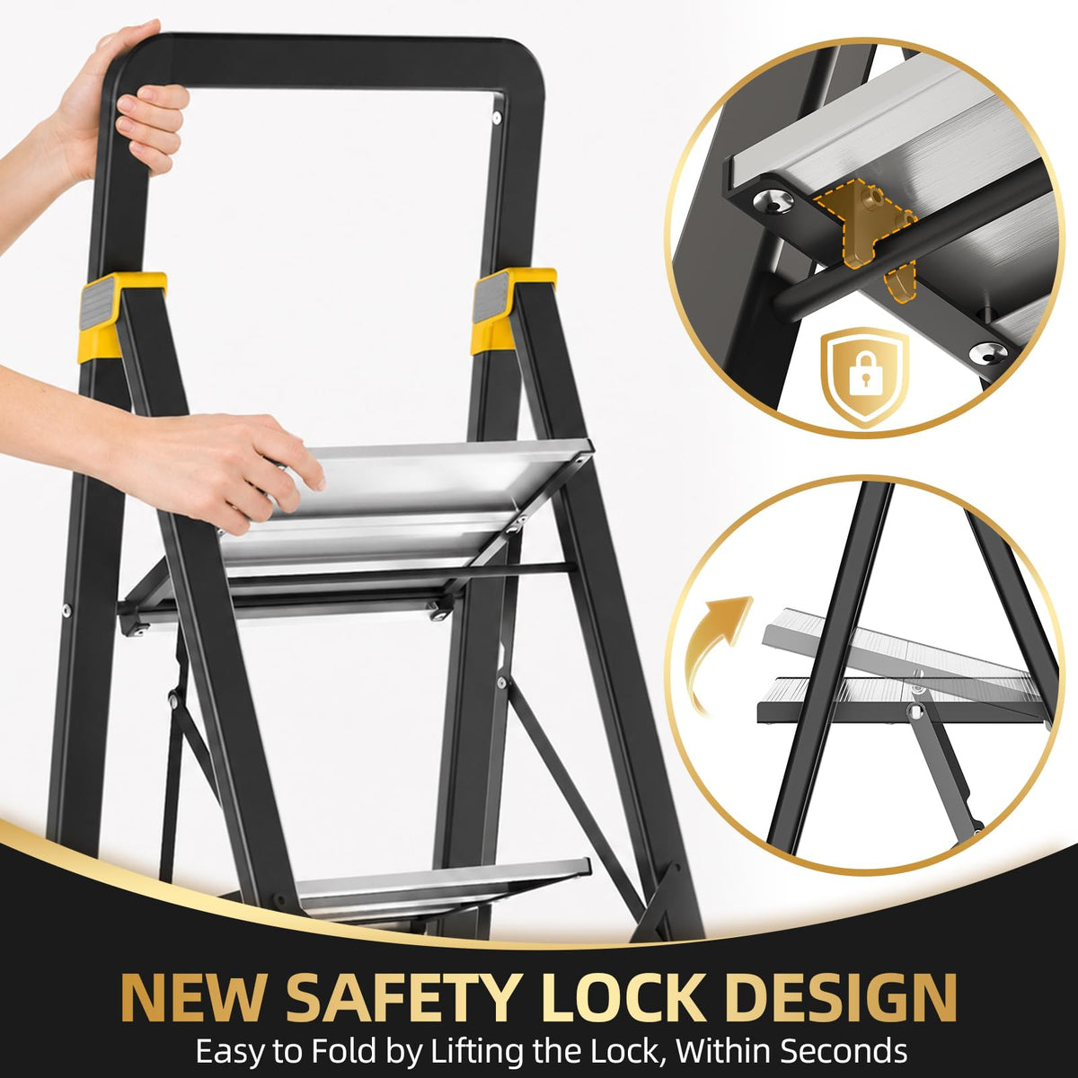 2 Step Ladder Lightweight Aluminum Folding Step Stool U807