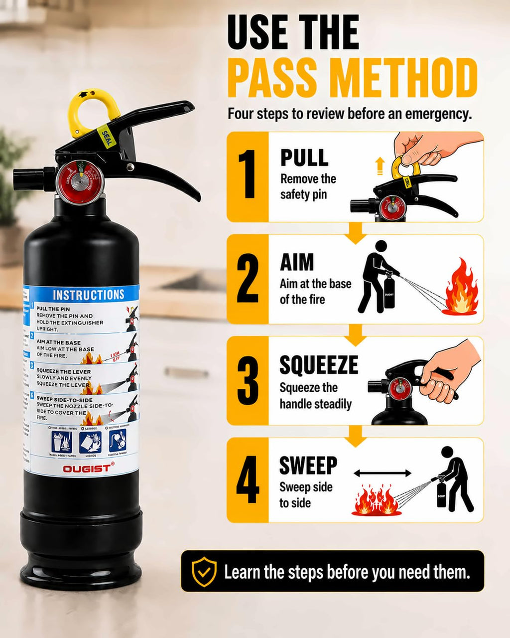 Car Fire Extinguisher 2.5lb Dry Chemical 1 Pack B624