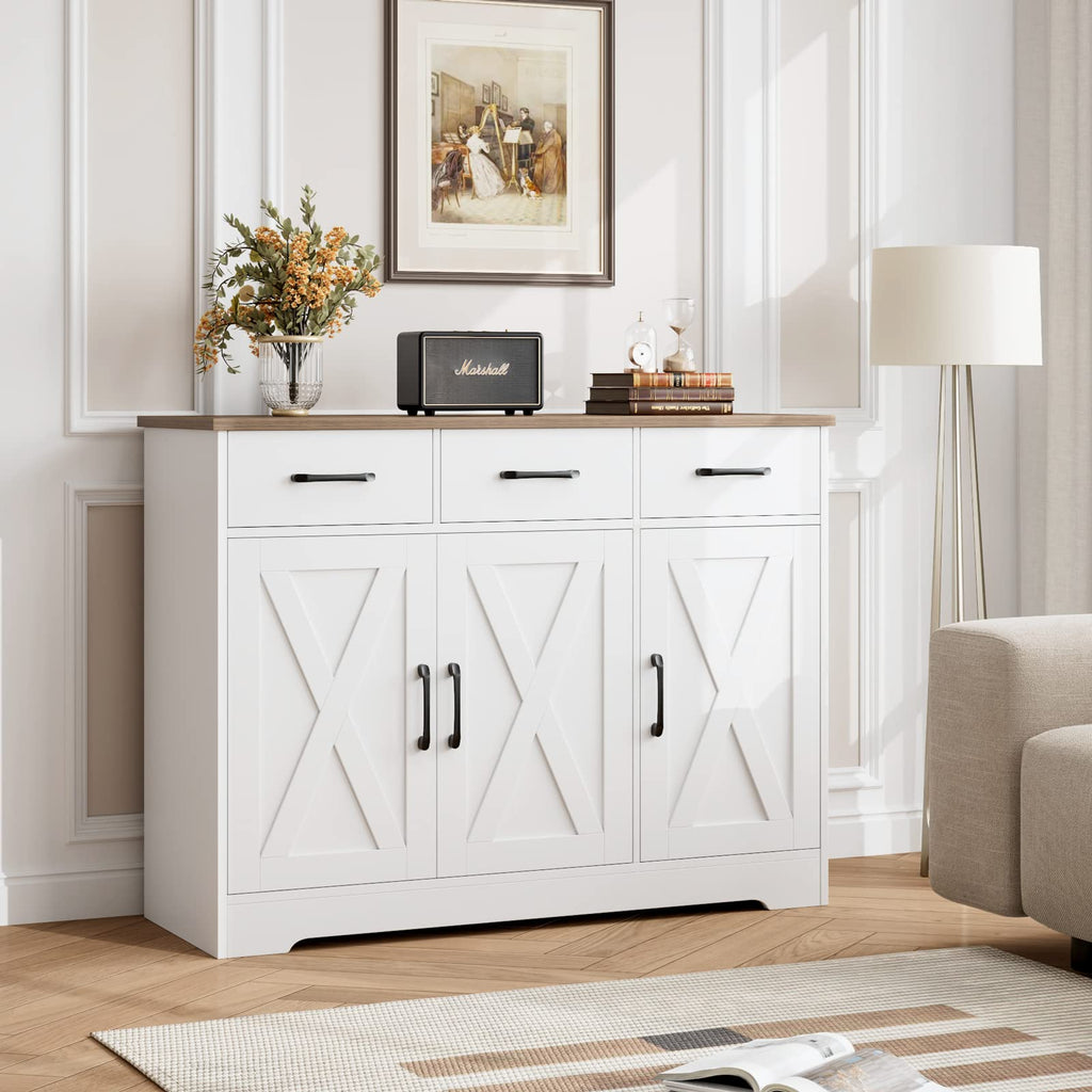 White Kitchen Buffet Cabinet with Storage P291372