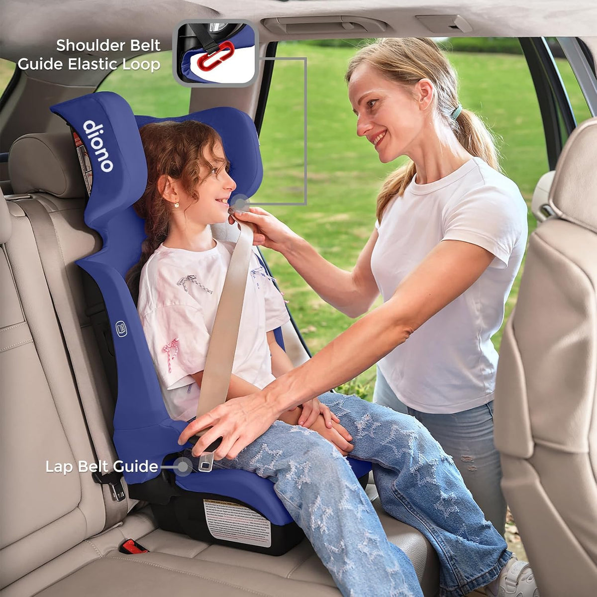 Blue Foldable High Back Booster Seat D755389