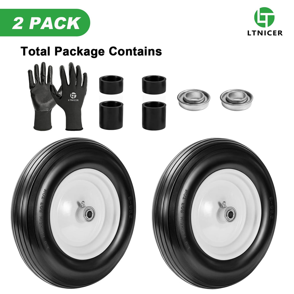 14.5" Flat Free Wheelbarrow Tire with 3/4" & 5/8" Bearing X792