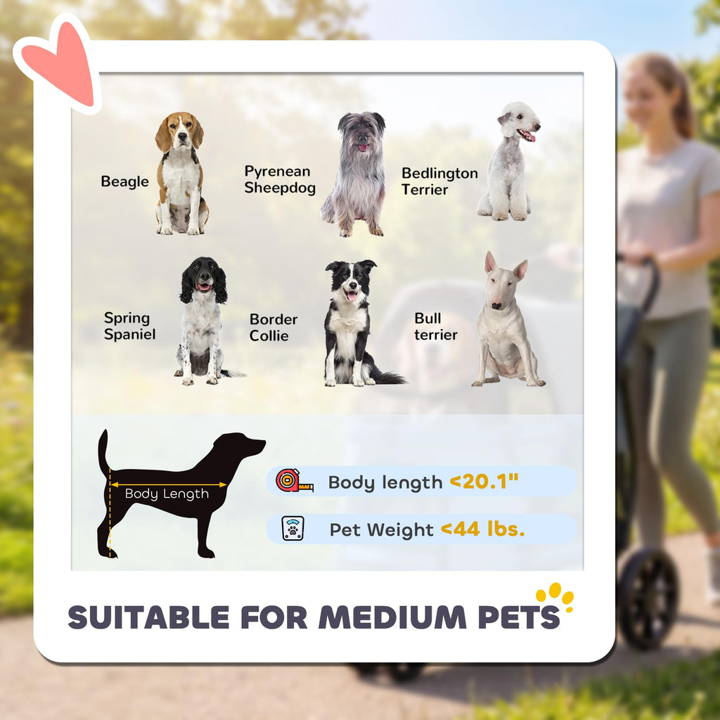 3 Wheel Pet Stroller up to 44 lbs Gray U904