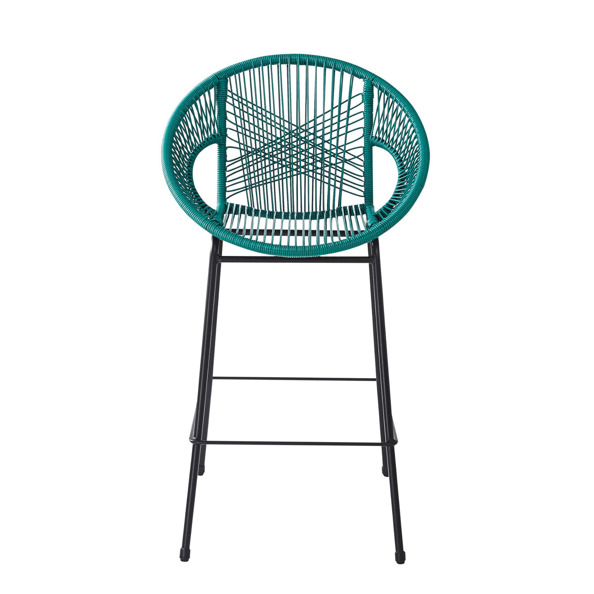 Teal Faux Wicker Outdoor Bar Stool, Set of 2 D79758