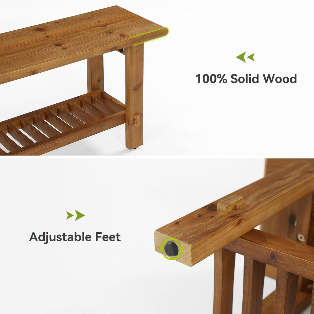 Solid Wood Shoe Bench with Storage Rack P832