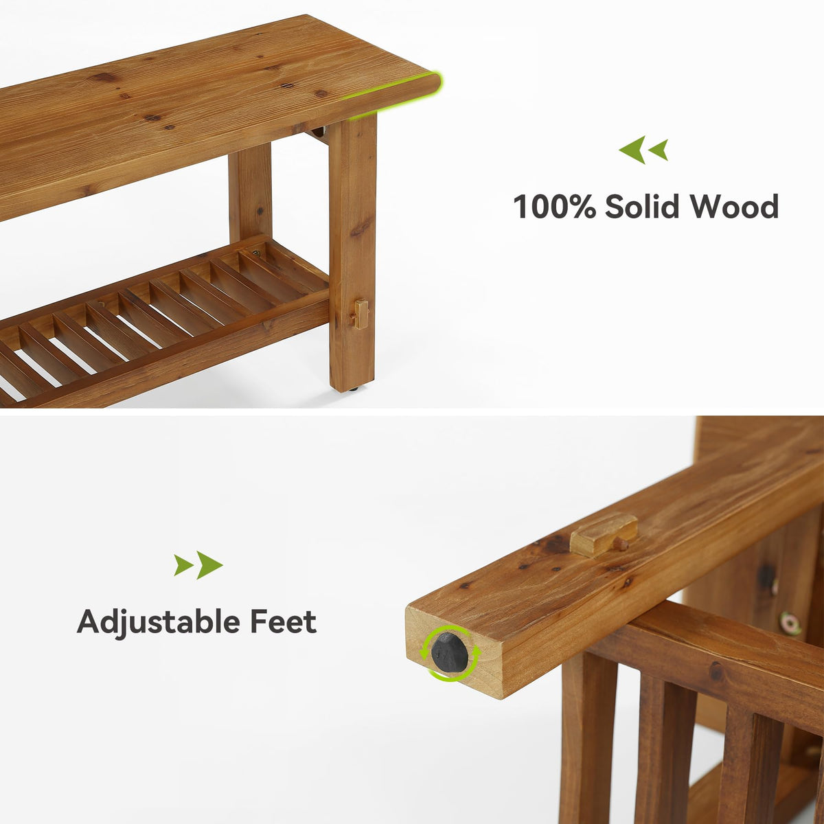 Solid Wood Shoe Bench with Storage Rack P832