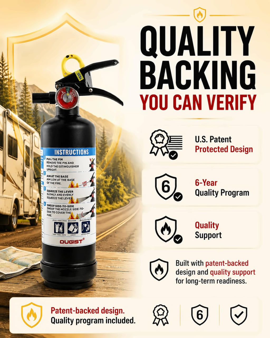 Car Fire Extinguisher 2.5lb Dry Chemical 1 Pack B624