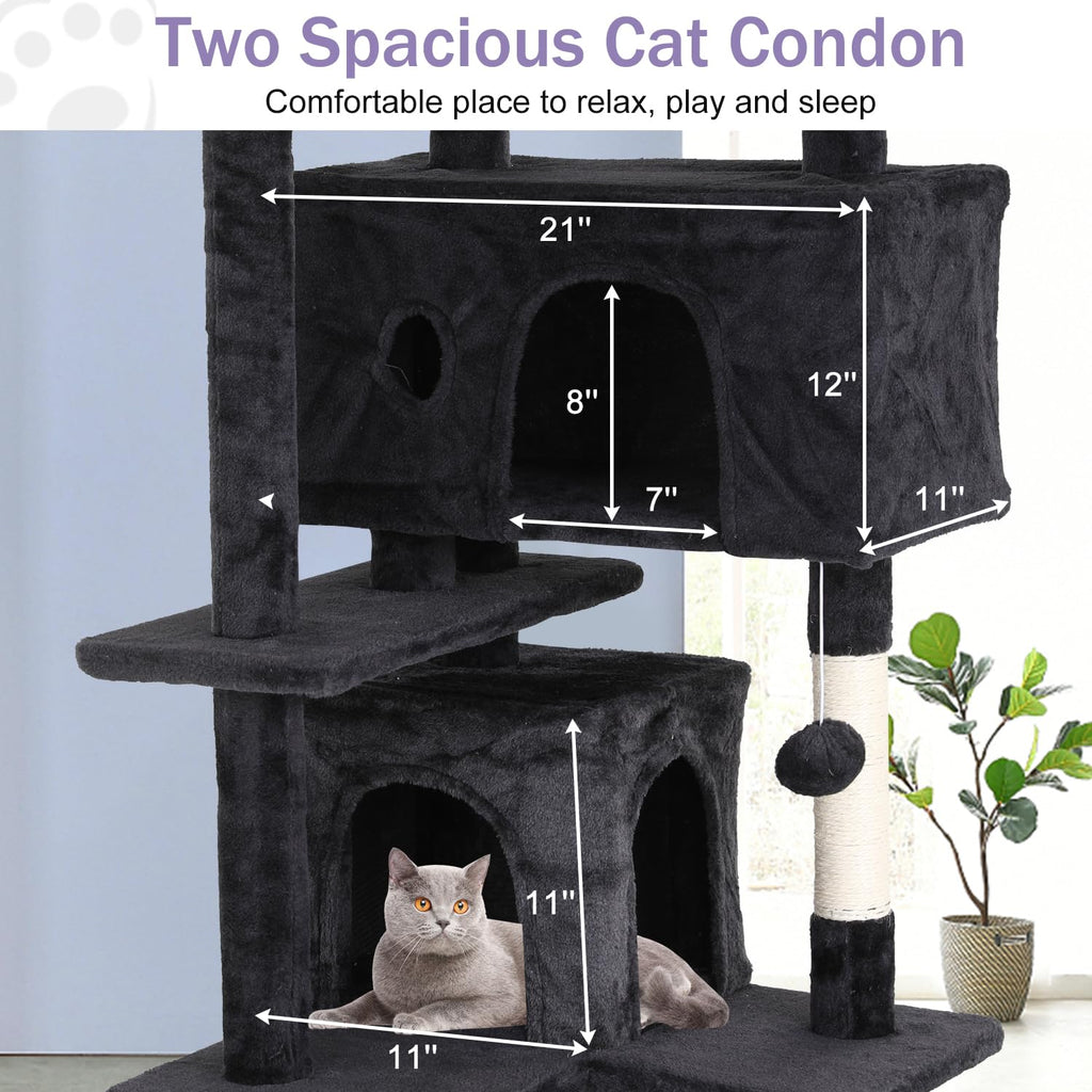 70 Inches Multi-Level Cat Tree with Litter Box Enclosure Dark Gray Z794