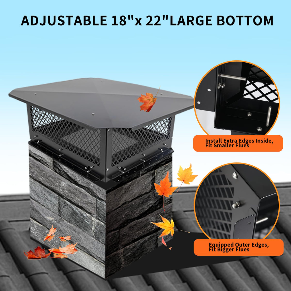 Black Galvanized Steel Chimney Cap A970
