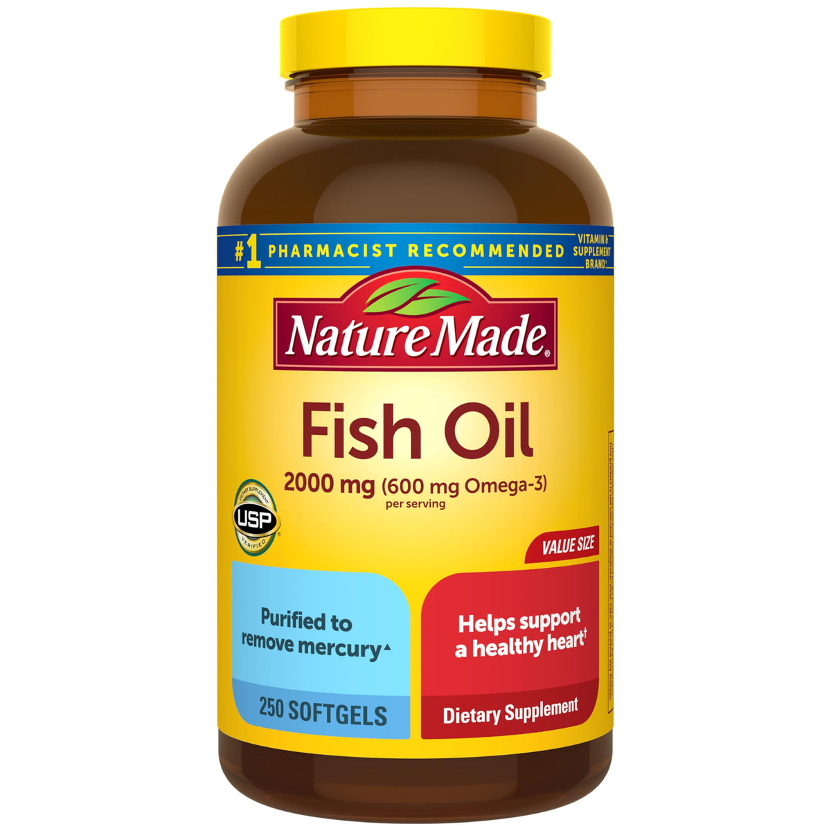 Fish Oil Omega 3 Supplements 2000mg 250 Softgels Y383368