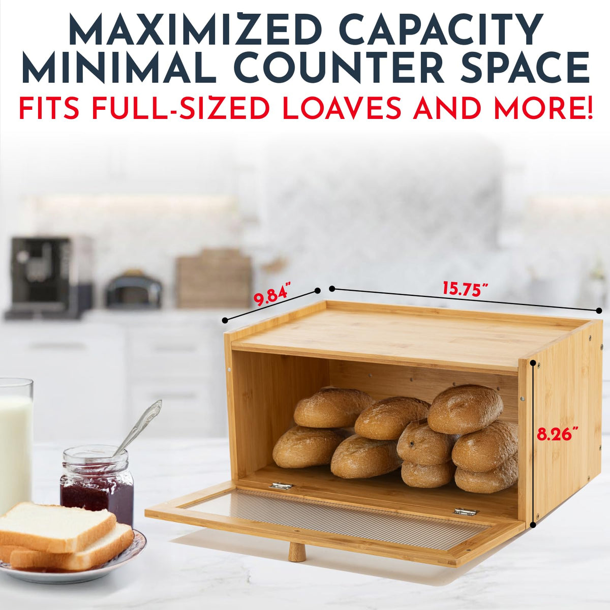 Bamboo Bread Box with Acrylic Window B660