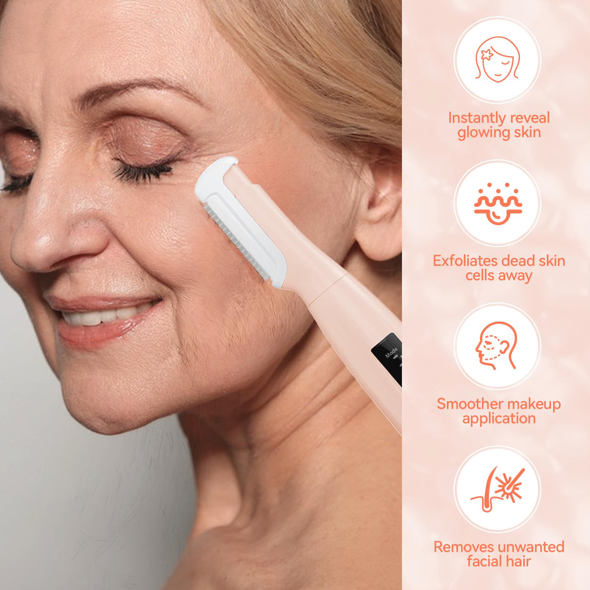 Pink Rechargeable Facial Razor with 8 Blades H83736