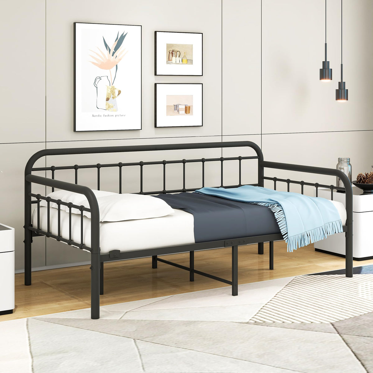 Metal Daybed Frame Twin Day Bed Black Z9666