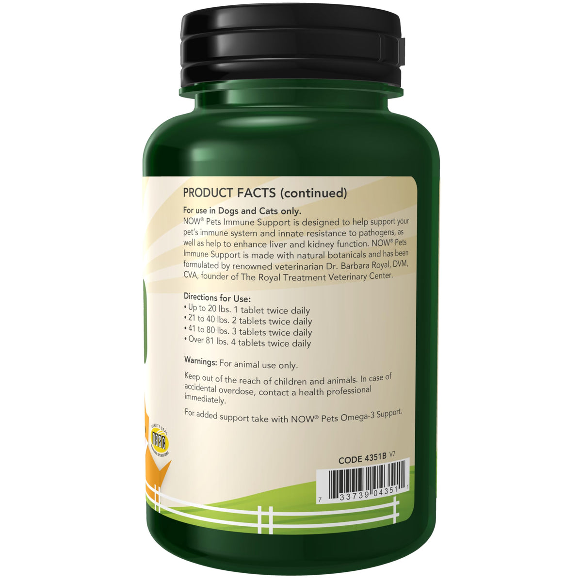 Immune Support Supplement for Cats & Dogs 90 Chewable Tablets J202359