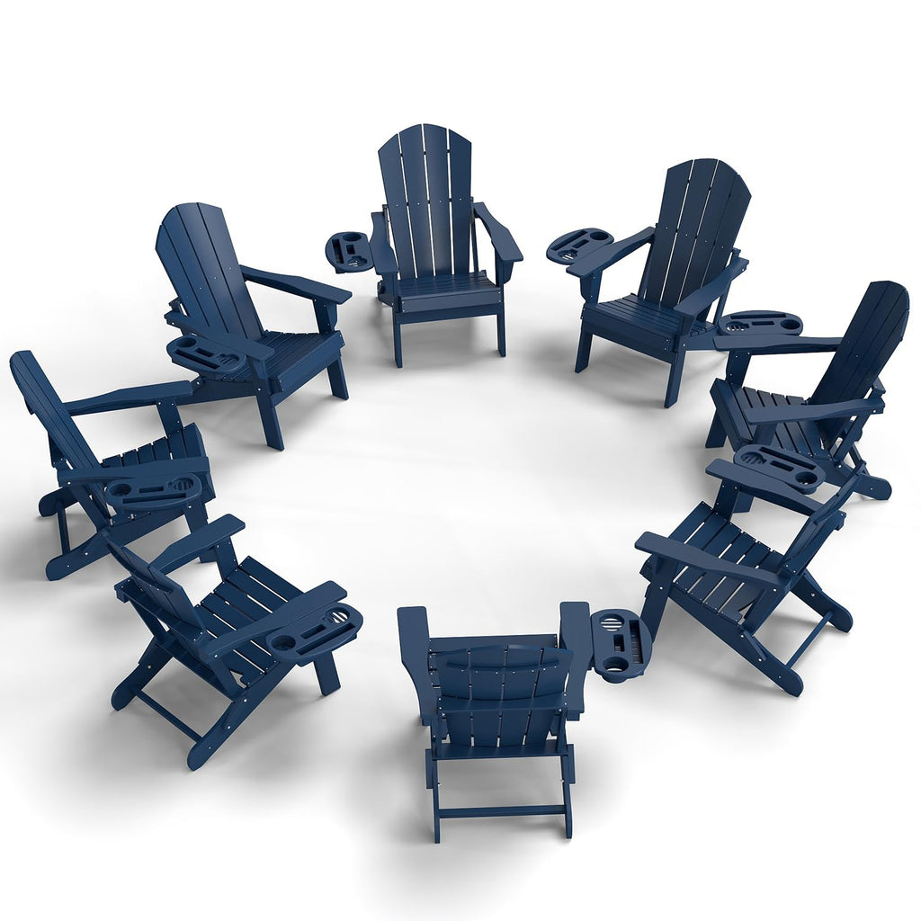 Folding Adirondack Chair Set of 8 with Cup Holder X27370