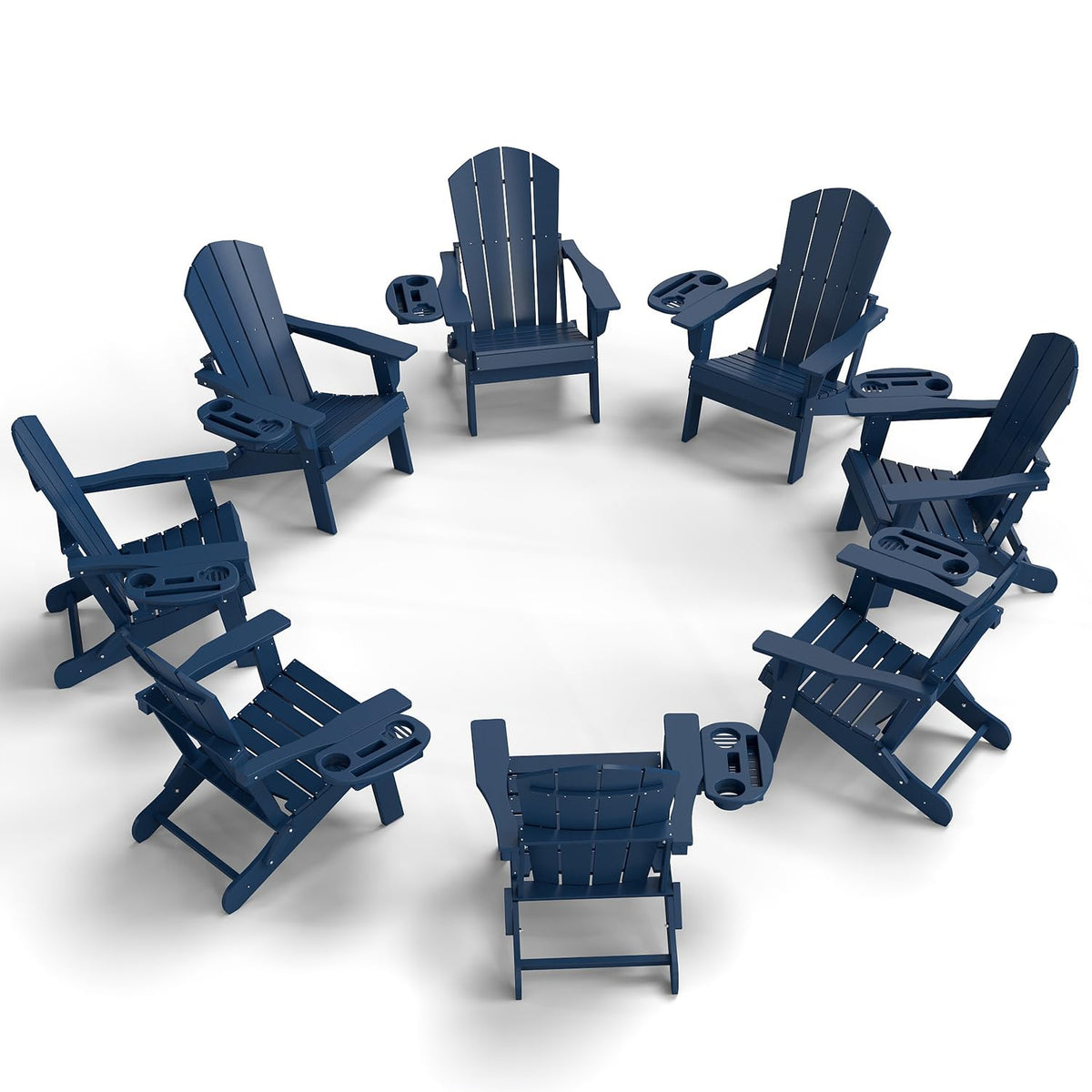 Folding Adirondack Chair Set of 8 with Cup Holder X27370