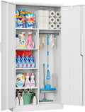 White Metal Storage Cabinet with Hanging Rod and Lock A74213
