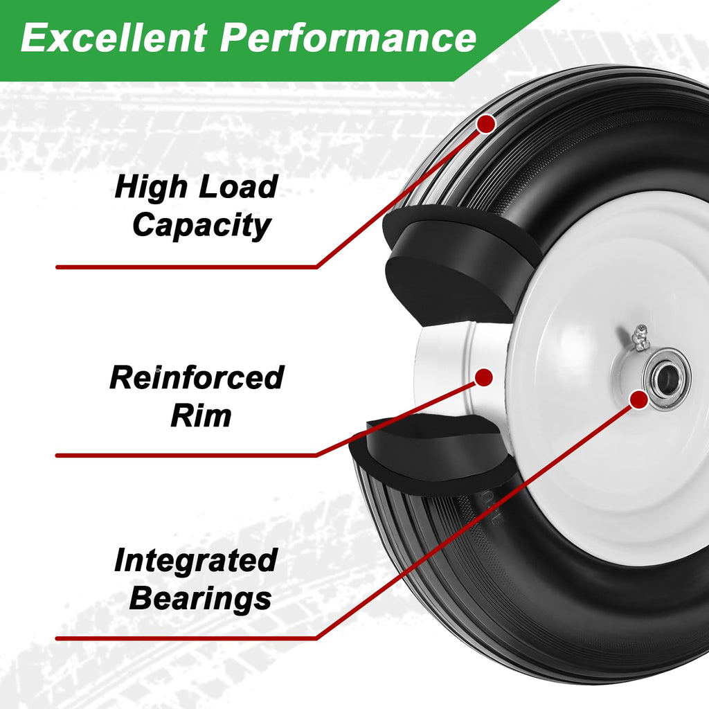 14.5" Flat Free Wheelbarrow Tire with 3/4" & 5/8" Bearing X792