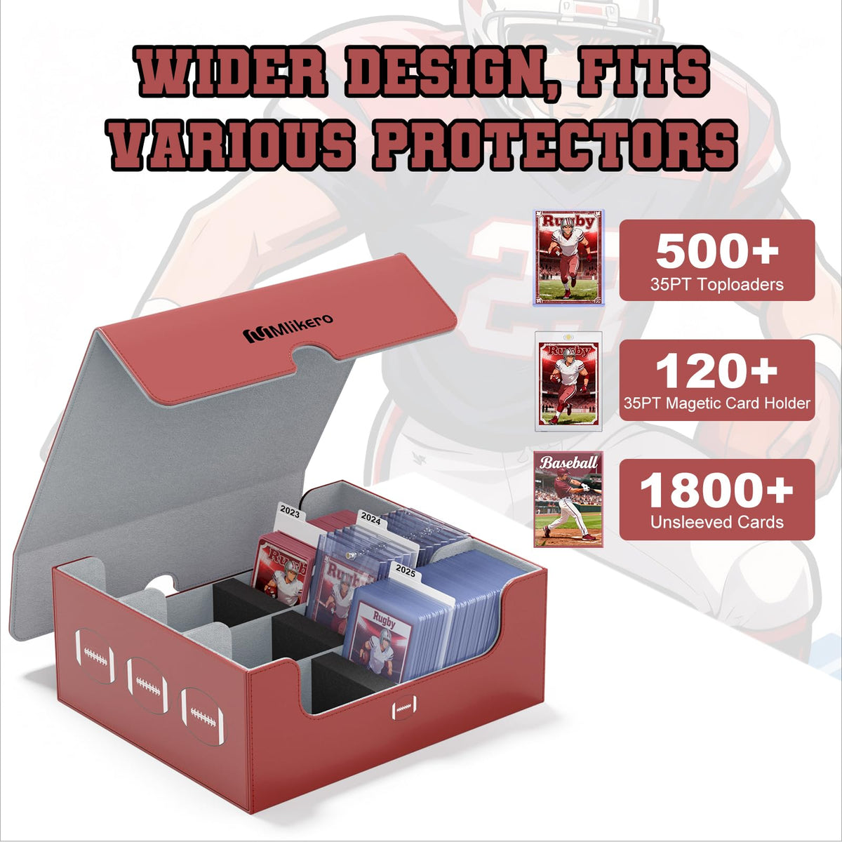 Football Card Storage Box with Magnetic Closure U5074