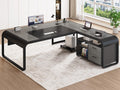 61" Grey L Shaped Desk with Drawer P4981