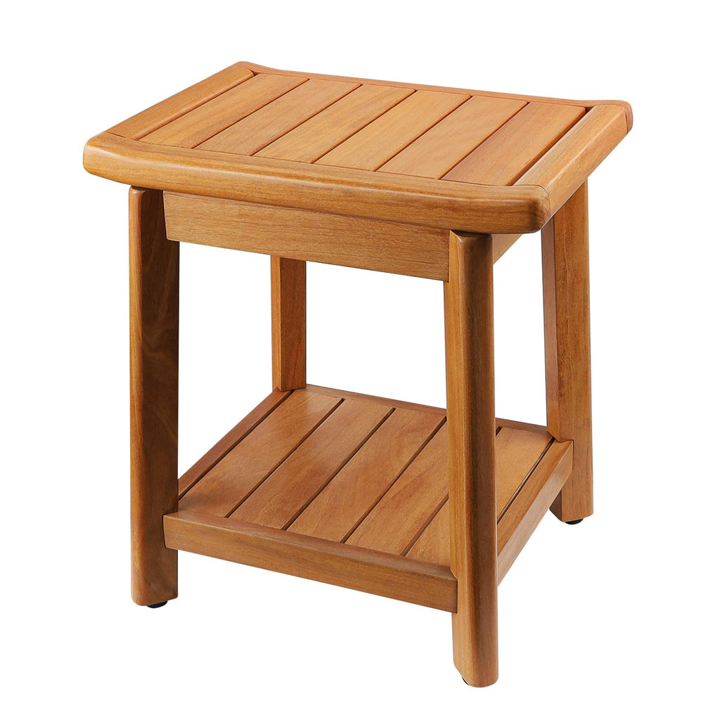 Teak Shower Bench with Towel Bars & Storage Shelf Z3873