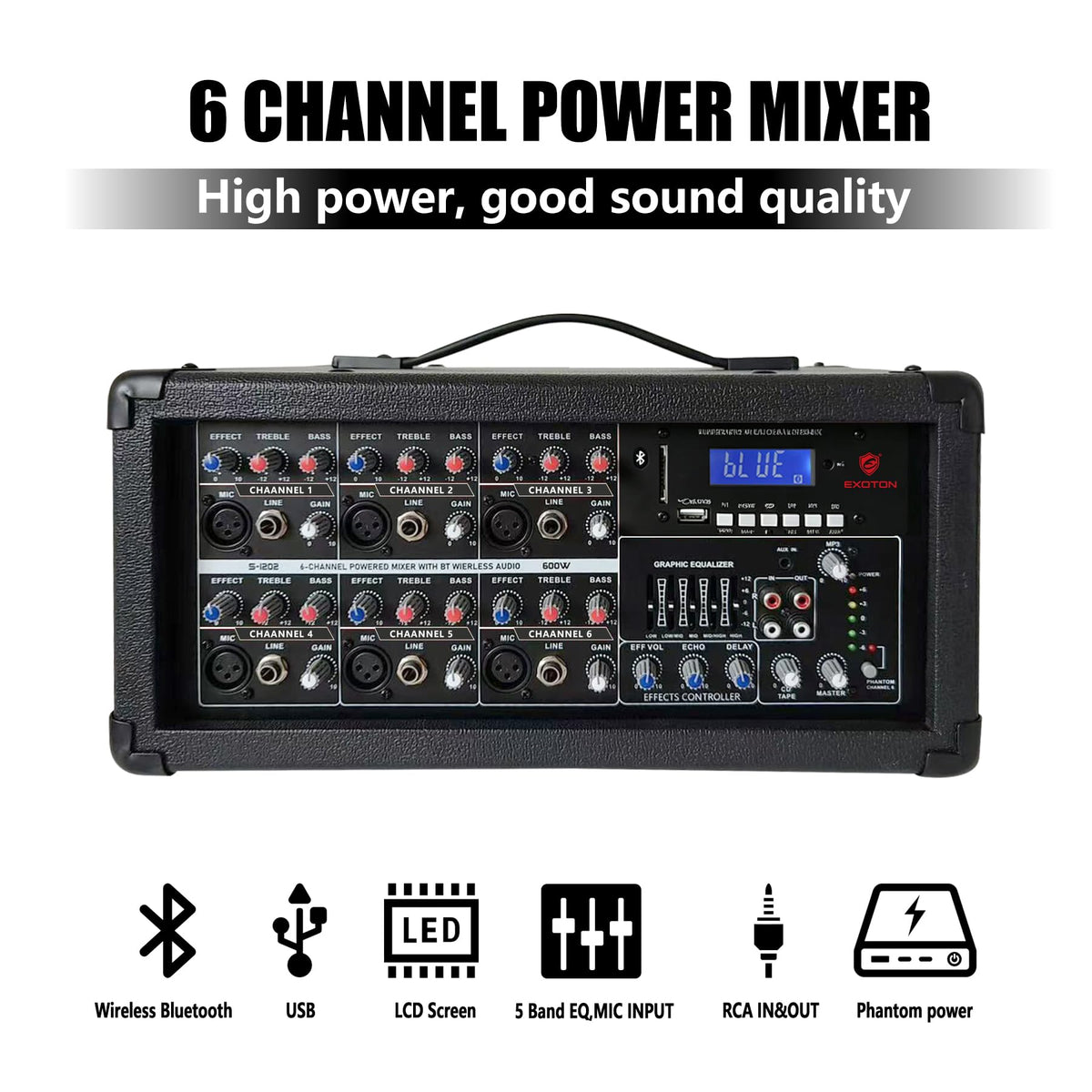 2000W Bluetooth PA System with Powered Mixer Set P866