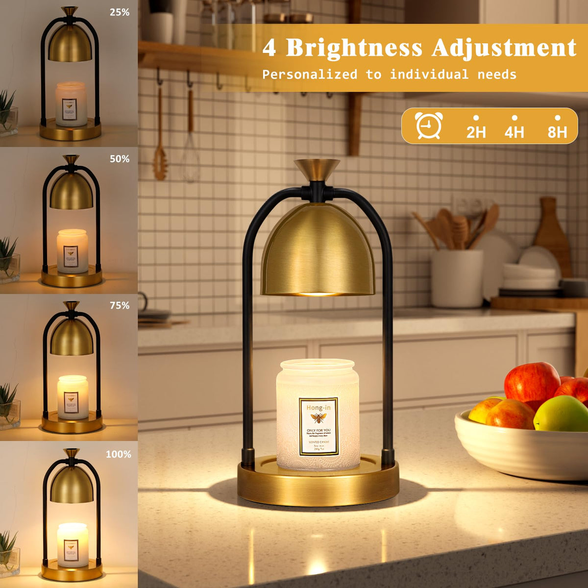 Gold Candle Warmer Lamp with Timer Z5854