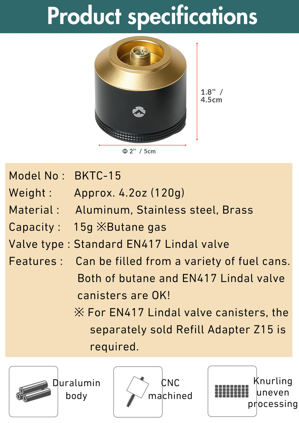 Empty 15g Black Gas Canister V322