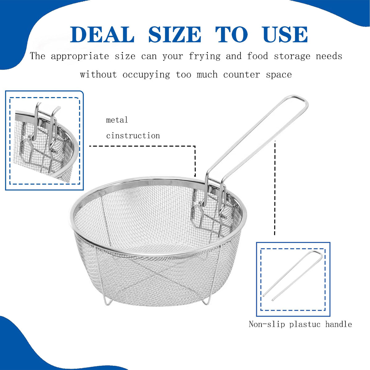 9 Inch Stainless Steel Deep Fry Basket with Handle S3928