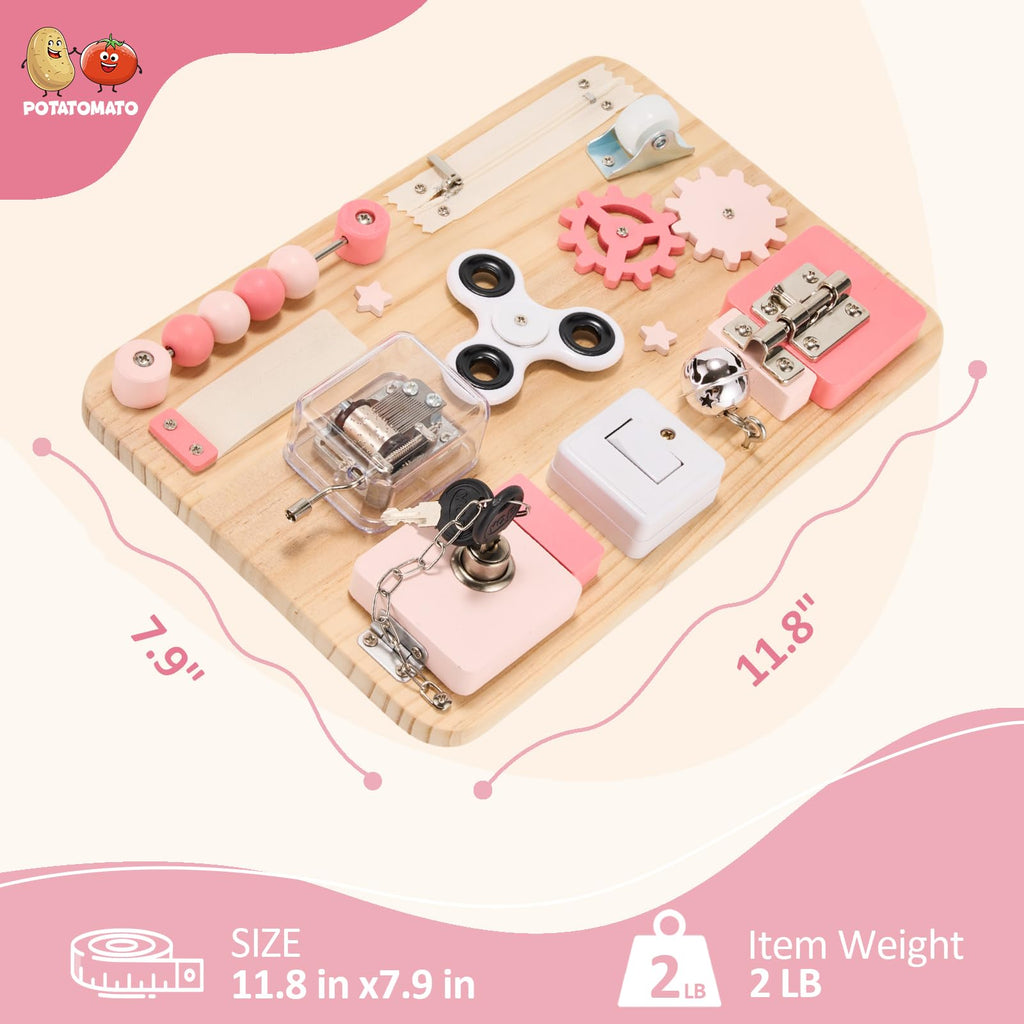 Pink Montessori Wooden Busy Board O67672