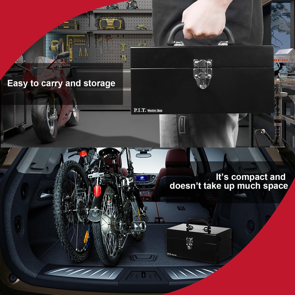 Metal Tool Box 12 Inch Portable Small Toolbox with Latch Black Y54764