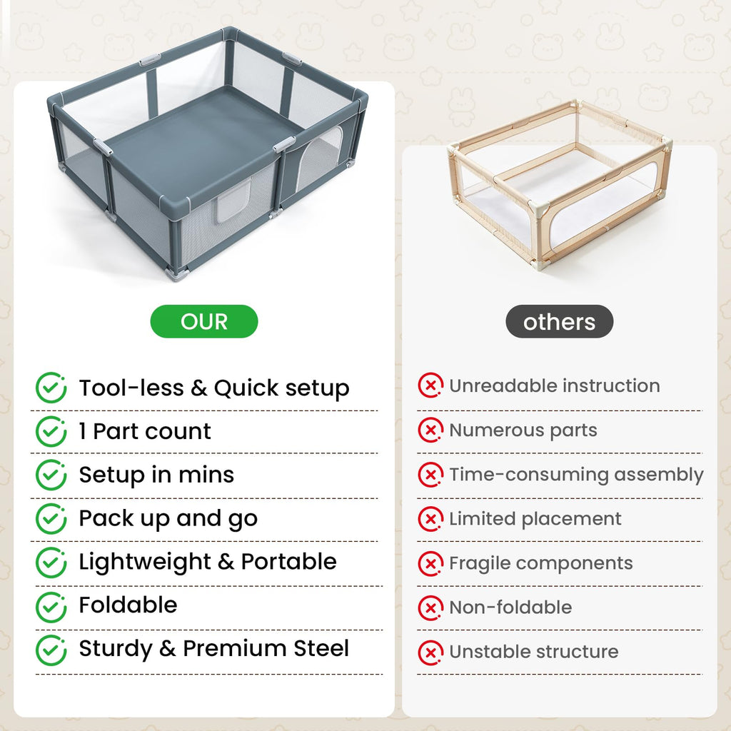 Foldable Baby Playpen 71x59 Inch B11475