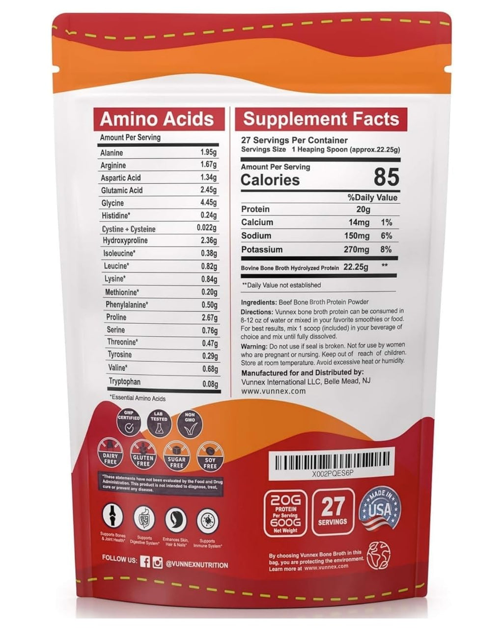 Unflavored Bone Broth Protein Powder Q162