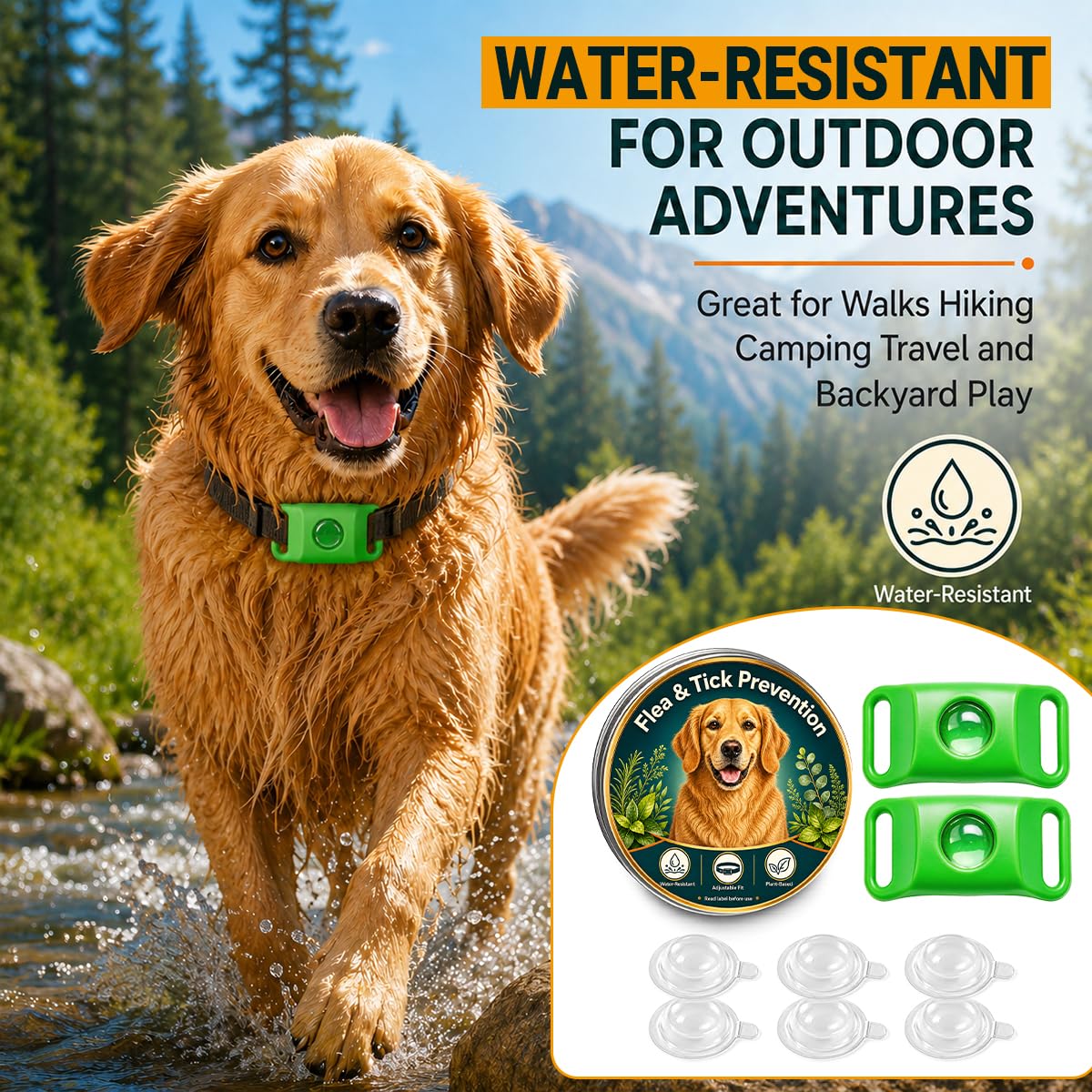Flea and Tick Prevention Pendant for Dogs with 2 Pendants and 6 Refills G885