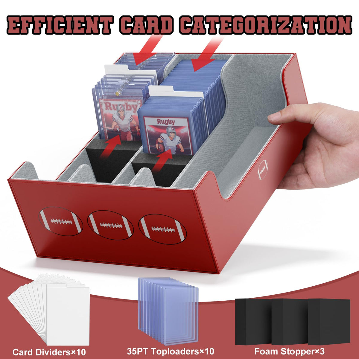 Football Card Storage Box with Magnetic Closure U5074