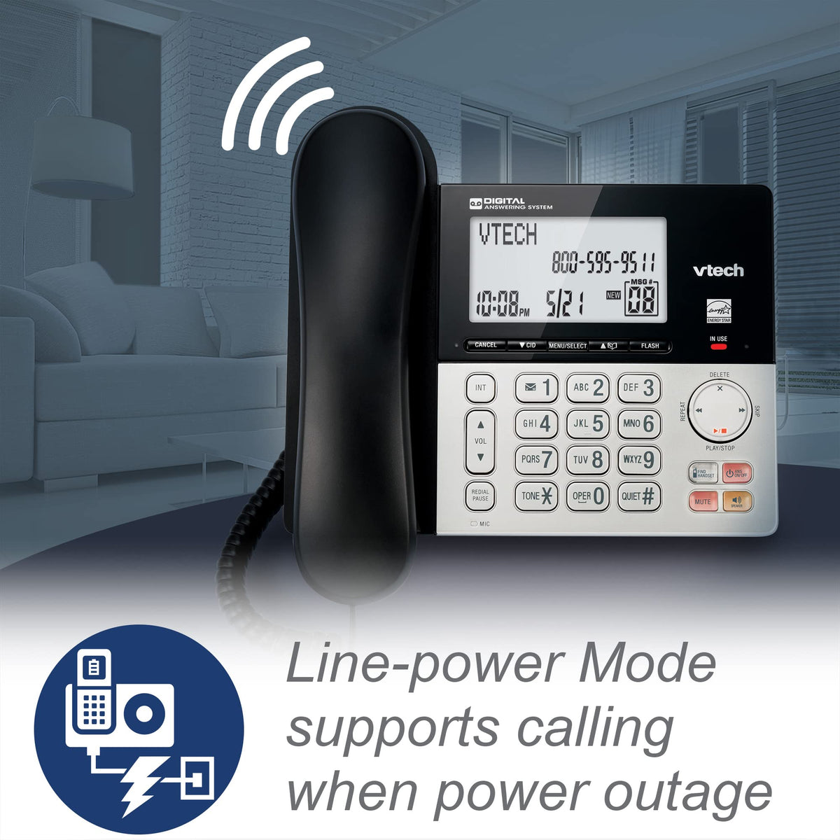 Corded/Cordless Phone System with 2 Handsets V736