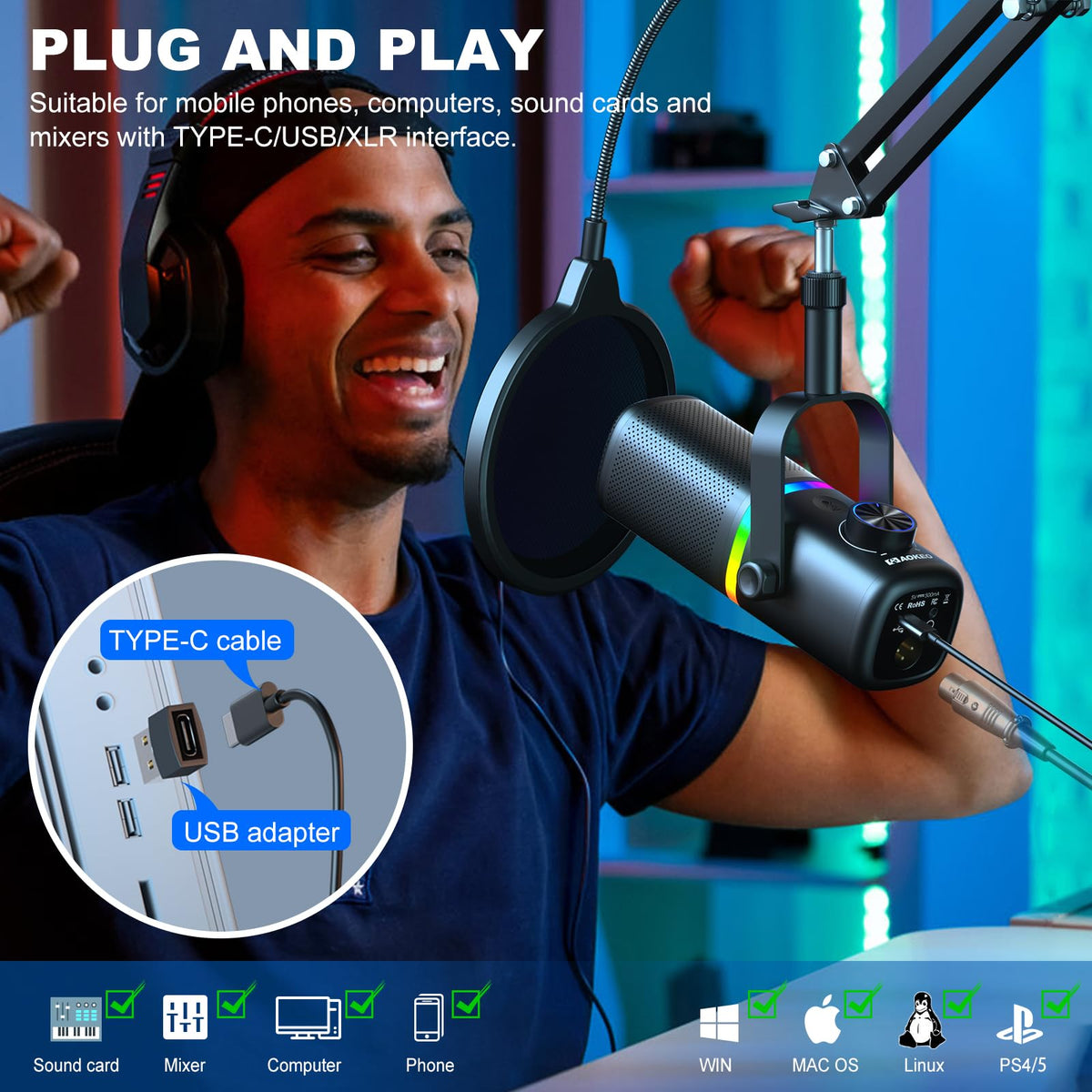 USB Condenser Gaming Microphone with Mic Arm A923